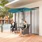 9.8ft Half Umbrella Semi Round Patio Parasol with Crank Handle, Top Vent for Garden, Balcony- NO BASE INCLUDED, Light Blue