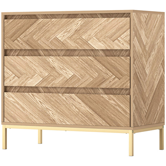 3-Drawer Chest of Drawers with Anti-Tip Design - Natural Wood