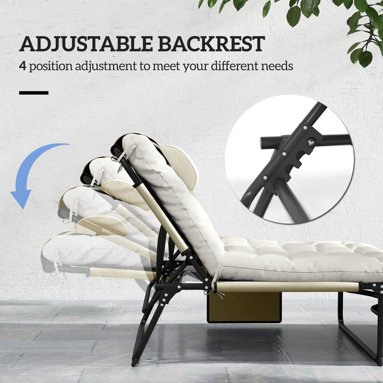 2-Piece Folding Tanning Chair with Cushion & Headrest