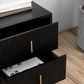 Bedside Table, Modern Nightstand with 2 Drawers, Side End Table with Metal Legs for Living Room, Bedroom, Black