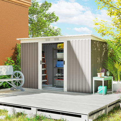 9' x 4' Metal Storage Shed with Foundation Kit and Ventilation