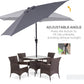 8.5FT Grey Round Garden Parasol with 6 Ribs & Crank Handle