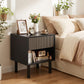 Modern Bedside Table with Drawer and Open Shelf, Sofa Side Table for Bedroom Living Room, Black