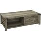 Farmhouse Coffee Table with Drawer and Storage Shelf, Rustic Center Table for Living Room, Meeting Room, Grey