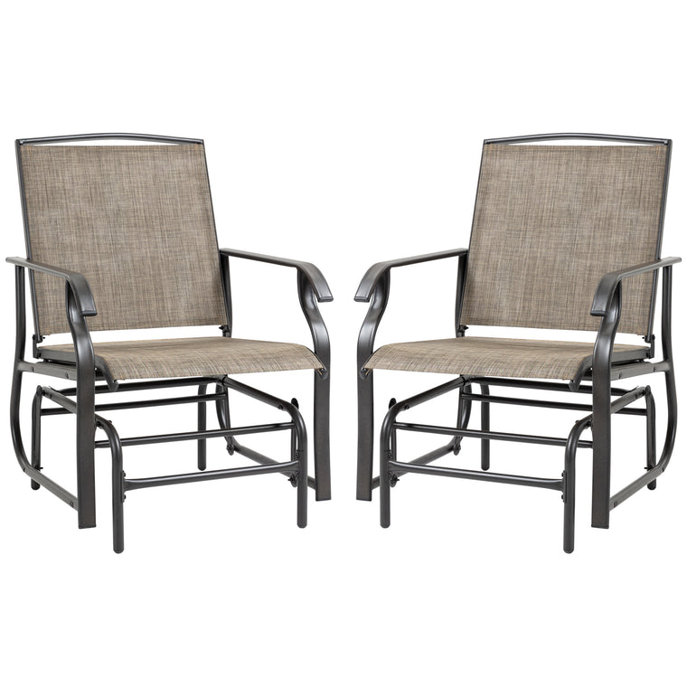 Set of 2 Outdoor Glider Chairs with Mesh Fabric