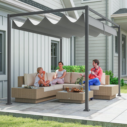 10x7ft Grey Pergola with Retractable Roof