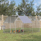 Chicken Run Outdoor, Galvanized Large Metal Chicken Coop Cage, Walk-in Enclosure Poultry Hen Run House Playpen Rabbit Hutch with Flat Roof, Cover - 9.2' x 12.5' x 6.5'