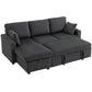 81" Pull-Out Corduroy Sofa Bed with Storage - Dark Grey