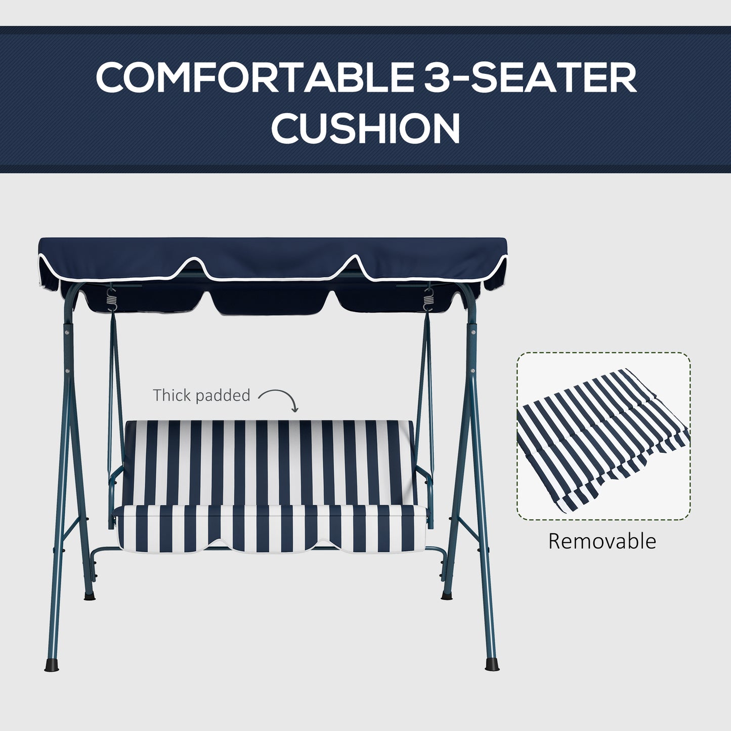 3-Seater Outdoor Porch Swing with Adjustable Canopy, Patio Swing Chair for Garden, Poolside, Backyard, Wine Red