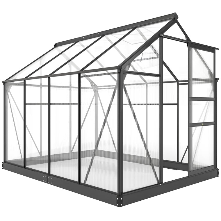 6.2' x 8.3' x 6.6' Grey PC Board Greenhouse with Sliding Door