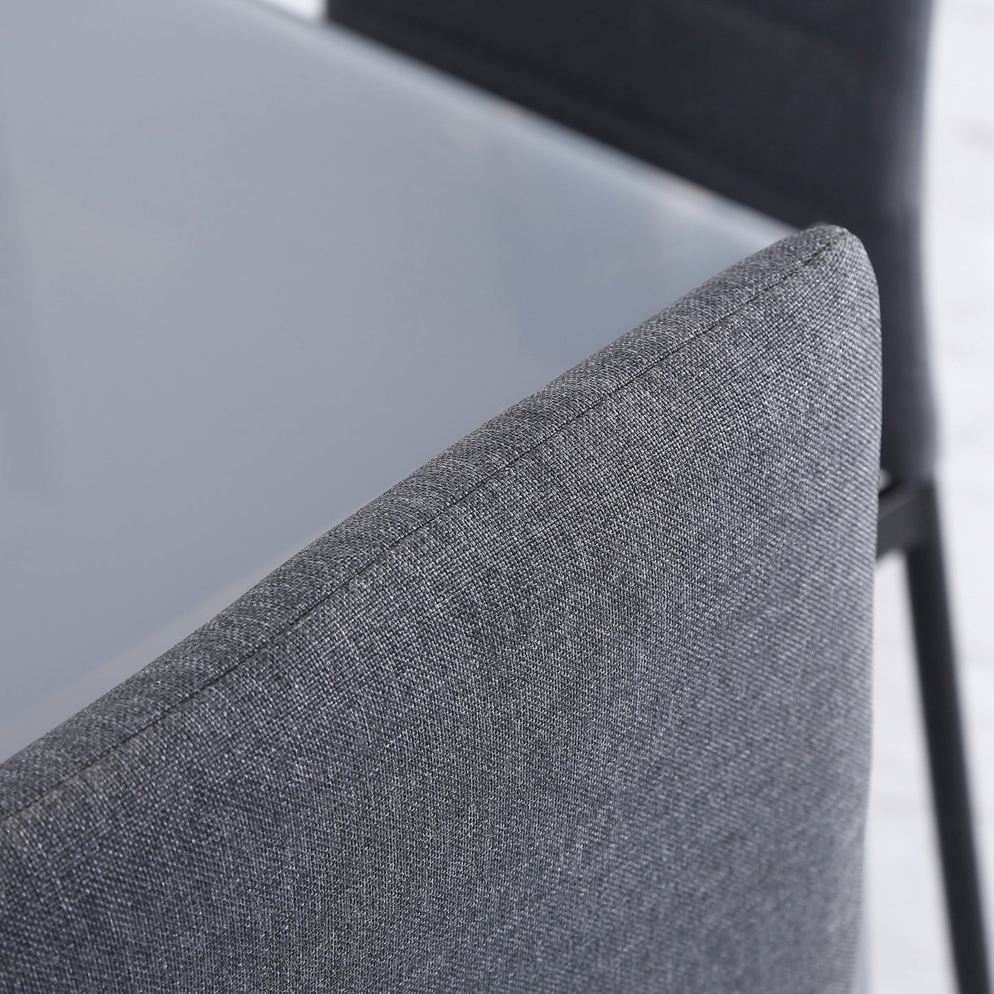 Modern Dining Chairs Set of 4, Upholstered Linen Fabric Kitchen Chairs with Channel Tufting and Metal Legs for Living Room, Dining Room, Bedroom, Grey
