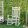 Wooden Outdoor Rocking Chair, Patio Rocking Chair with Slatted High Back and Armrests for Porch, Garden, Lawn, White