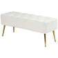 44" Lamb's Wool-Feel Upholstered Bedroom Bench, End of Bed Bench with Thick Padded Cushion and Steel Legs, Cream White