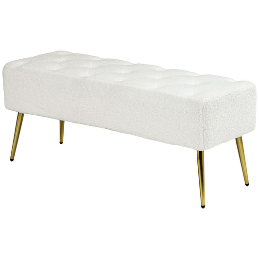 44" Upholstered End of Bed Bench with Padded Cushion - Cream White