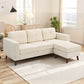 Sectional Sofa with Changeable Chaise Lounge, 3 Seat L-Shaped Sofa, Upholstered Couch for Small Space, Cream White