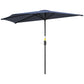 9.8ft Half Umbrella Semi Round Patio Parasol with Crank Handle, Top Vent for Garden, Balcony- NO BASE INCLUDED, Dark Blue
