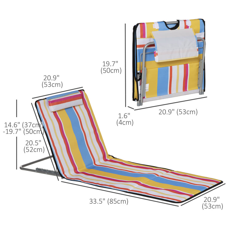Set of 2 Striped Beach Lounge Chairs with Steel Frame