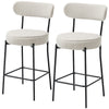 Set of 2 Corduroy Bar Stools with Backrest