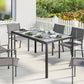 Outdoor Dining Table for 4-6, 59" Outdoor Patio Table with Metal Legs, Wood-Effect Top, Grey