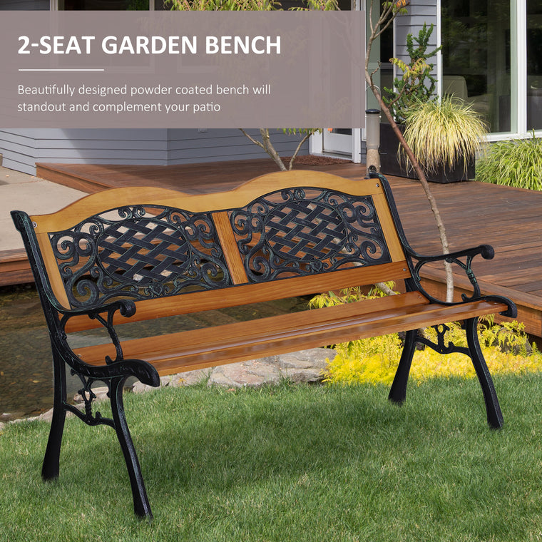 Natural Wood 50" Garden Bench with Metal Frame