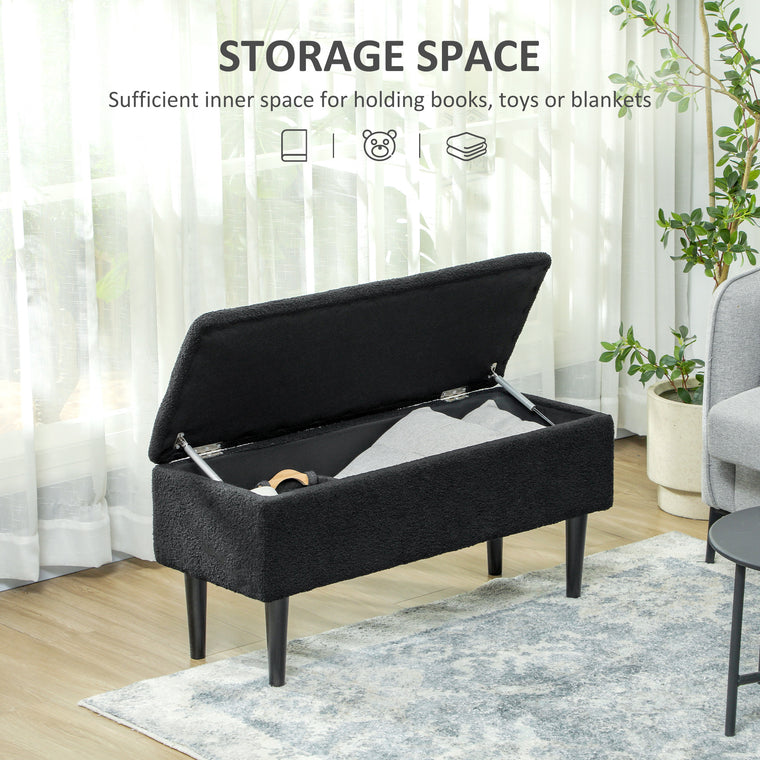 Storage Bench Ottoman with Lamb's Wool