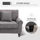 Modern 3 Seater Sofa, Corduroy Fabric 3 Seater Couch with Pine Wood Legs and Rolled Armrests for Living Room, Light Grey