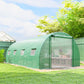 Walk-in Tunnel Greenhouse with 2 Support Rods, Mesh Door, Plant Hot House with PE Cover, 20'x10'x7', Green