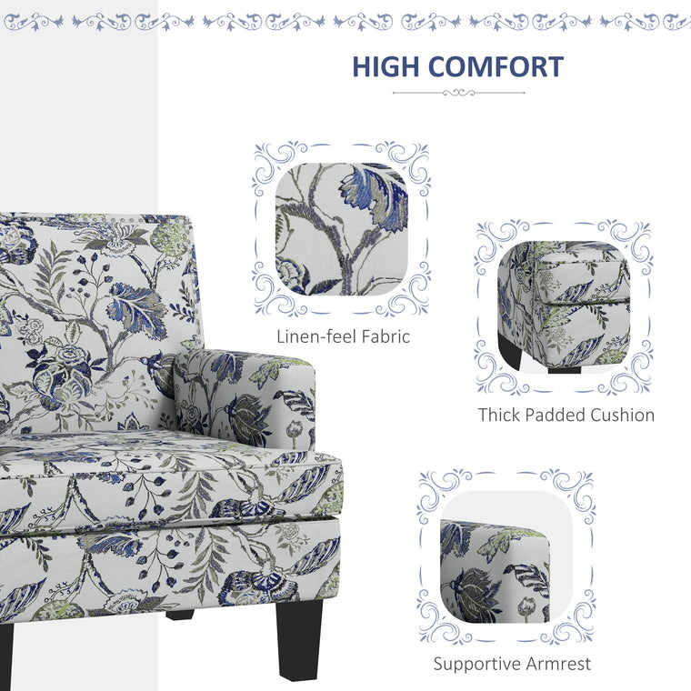 Floral Mid-Century Accent Chair with Nailhead Trim - Multicolour