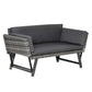 Convertible Wicker Loveseat Grey Patio Chaise Lounge
