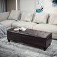 Storage Ottoman Bench, Foot Rest with Solid Wood Legs, 51 Inches PU Leather Storage Chest for Living Room, Brown