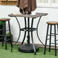 Patio Wicker Dining Table with Umbrella Hole, 34 Inch Outdoor PE Rattan Coffee Table with Plastic Board Under the Woven Table Top for Patio, Garden, Balcony, Mixed Brown