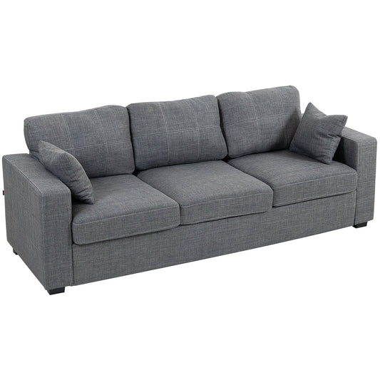 3-Seater Sofa with Deep Spring Cushions - Dark Grey