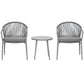 3-Piece Rattan Bistro Set, Garden Seating Group with 2 Armchairs and Coffee Table, Balcony Furniture Set, Grey
