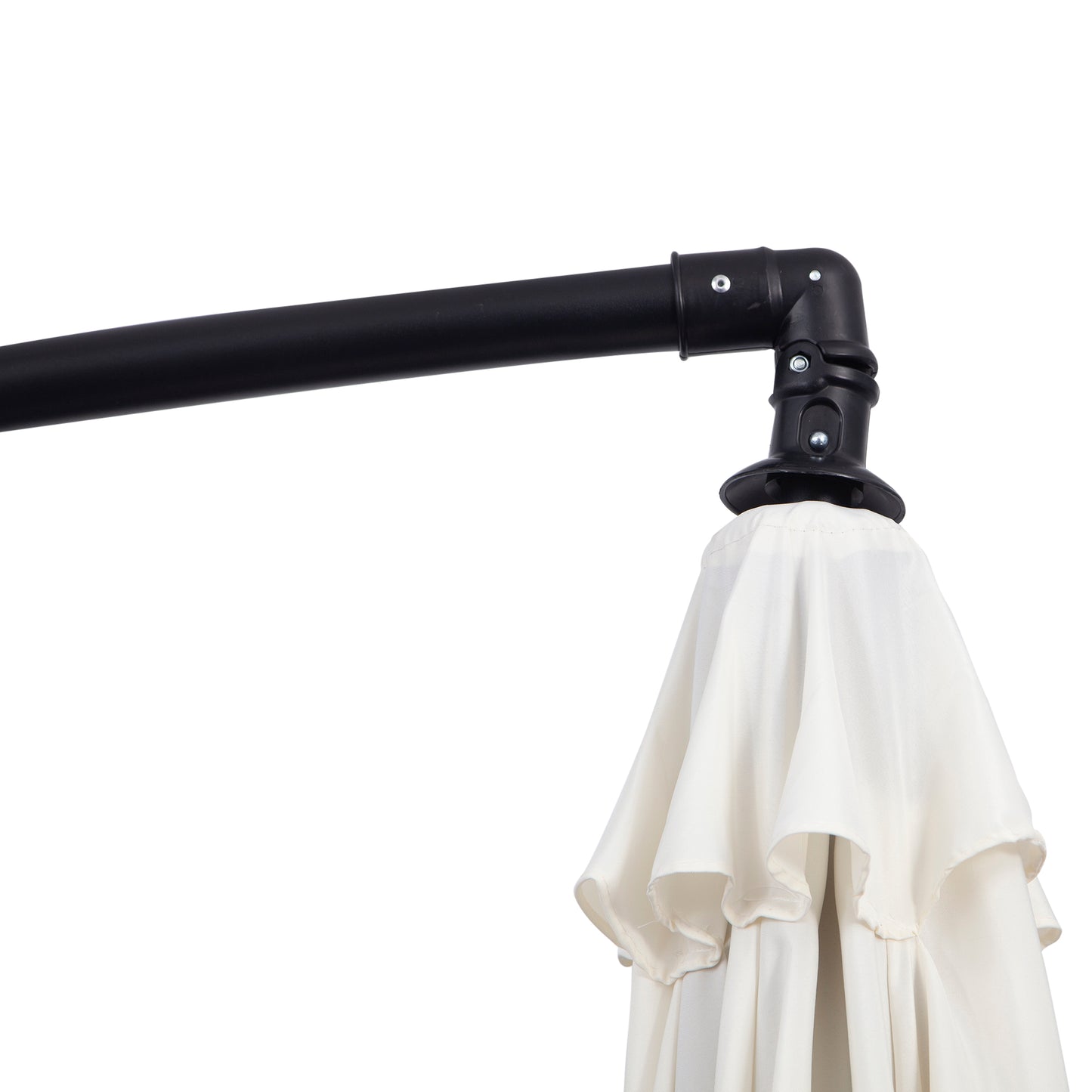 9.7ft Offset Patio UmbrellaCantilever Parasol with Crank Handle, 8 Ribs and Cross Base for Outdoor, Sun Shade, Cream