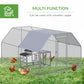 Chicken Run Outdoor, Galvanized Large Metal Chicken Coop Cage, Walk-in Enclosure Poultry Hen Run House Playpen Rabbit Hutch with Flat Roof, Cover