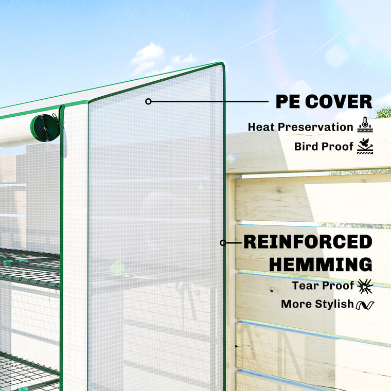 56.3" x 18.1" x 59.4" Mini Greenhouse with Shelves and PE Cover