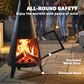 Wood Burning Firepit with Chimney, Outdoor Fire Pit with Poker, Mesh Screen, Black