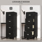 4 Drawer File Cabinet with Lock, Office Filing Cabinet, A4 Letter Size, Hanging File Folders, Black