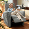 Power Recliner Chair, Dyed Fabric (Like Leathaire) Upholstered Recliner Chair with USB Ports, Footrest, Grey