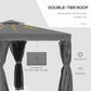 10' x 10' 2-Tier Outdoor Gazebo Canopy Tent with Zippered Mesh Sidewalls, Aluminum Frame for Patio, Backyard, Dark Grey