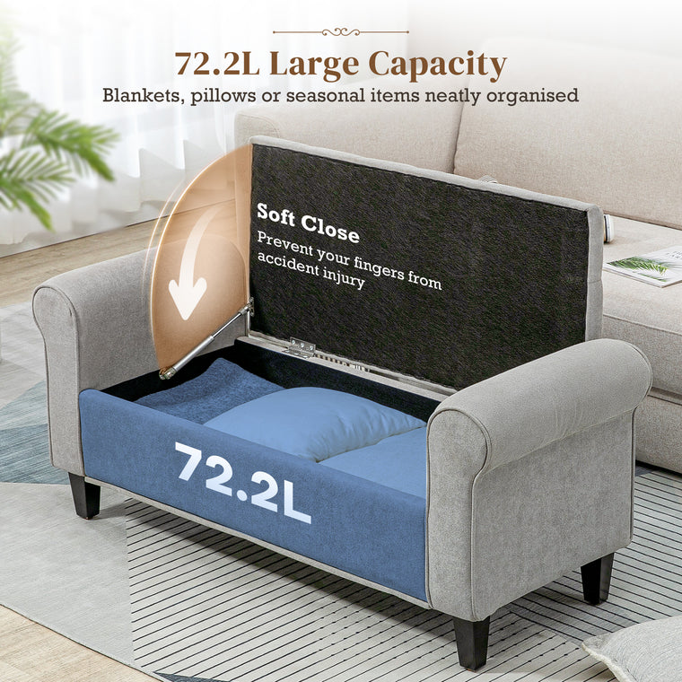 50" Storage Ottoman Bench with Rolled Arms