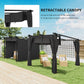 Metal Retractable Pergola Canopy with Sidewalls, Outdoor Gazebo UPF30+ Sun Shade Shelter for Garden, Deck