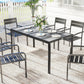 Outdoor Dining Table for 4-6, 59" Outdoor Patio Table with Metal Legs, Wood-Effect Top, Grey