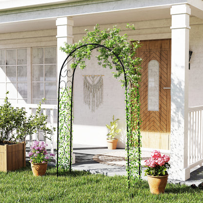 7.5' Steel Garden Arch with Climbing Trellis