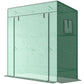 Walk-in Tomato Greenhouse Lean-to Green House with Reinforced PE Cover, Roll-up Door, Mesh Windows, Green
