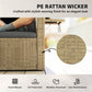 Wicker Outdoor Sofa with Side Trays, Rattan Patio Loveseat with Cushions for Garden Balcony, Light Grey