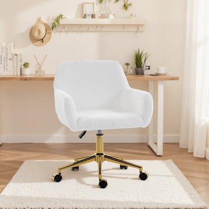Faux Fur Vanity Office Chair - Cream White