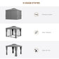 10' x 10' Outdoor Patio Gazebo Double Soft-top Garden Shelter Tent with Curtains, & Mesh Screen Drapes, Light Grey