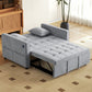 3-in-1 Convertible Sofa Bed, Pull-Out Sleeper Sofa with USB Charging, Adjustable Backrest and Side Pockets, Light Grey