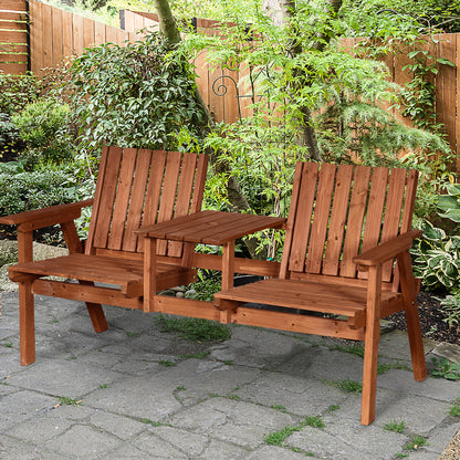Orange 2-Seater Garden Bench with Middle Table
